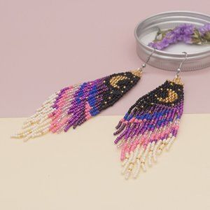 New Moon Beaded Drop Earrings